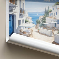 Sidi Bou Said Poster - Tunisia Travel Art - Whitewashed Village Alley Home Decor
