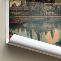 Siem Reap Poster - Cambodia Travel Art - Temple Water Lilies Wall Decor