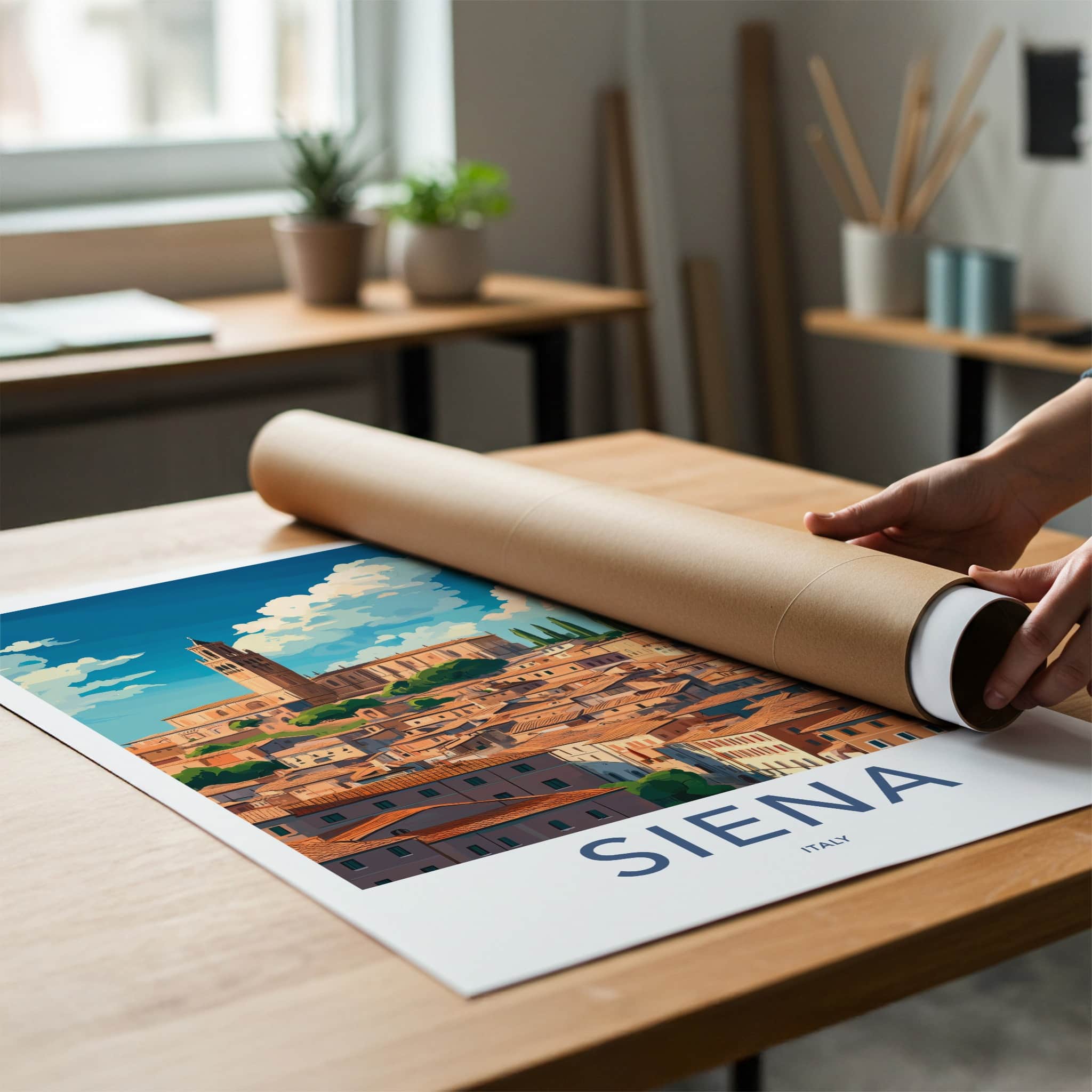 Siena Poster - Italy Framed Print - Vibrant Italian Cityscape Lounge Decor