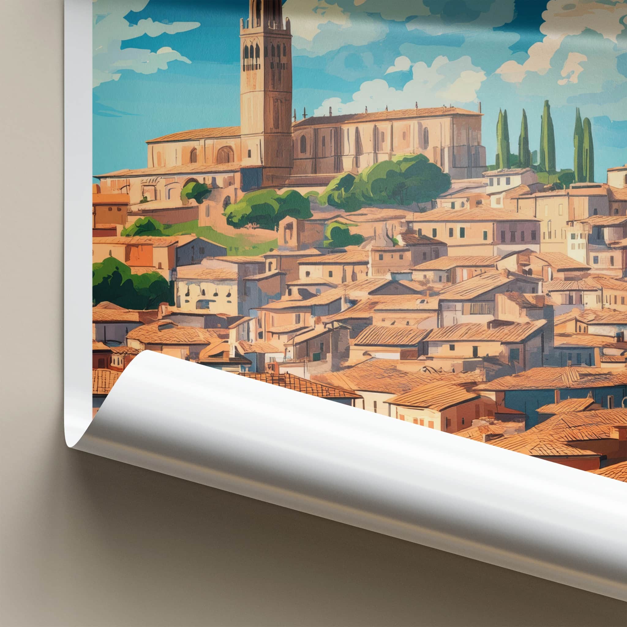 Siena Poster - Italy Framed Print - Vibrant Italian Cityscape Lounge Decor