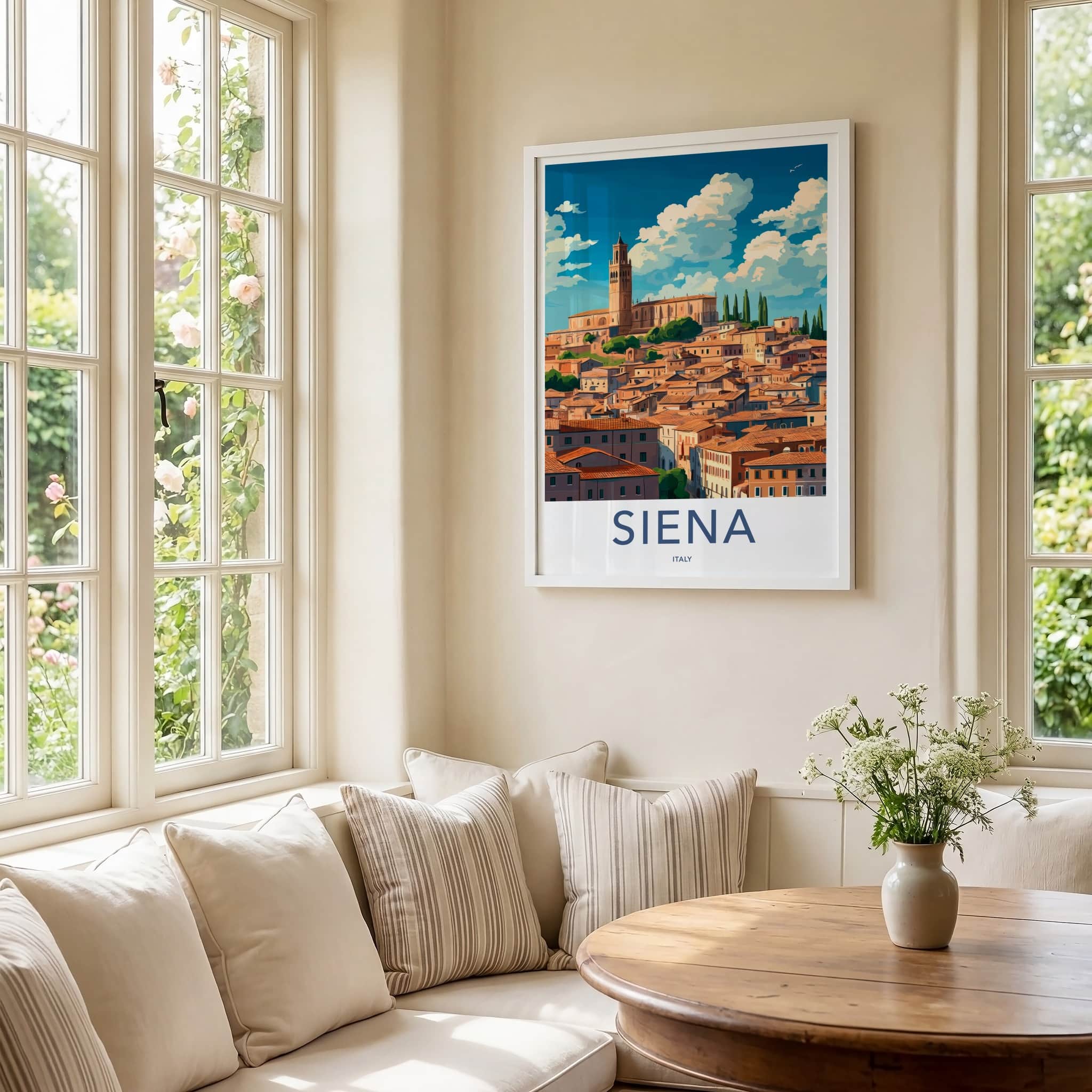 Siena Poster - Italy Framed Print - Vibrant Italian Cityscape Lounge Decor