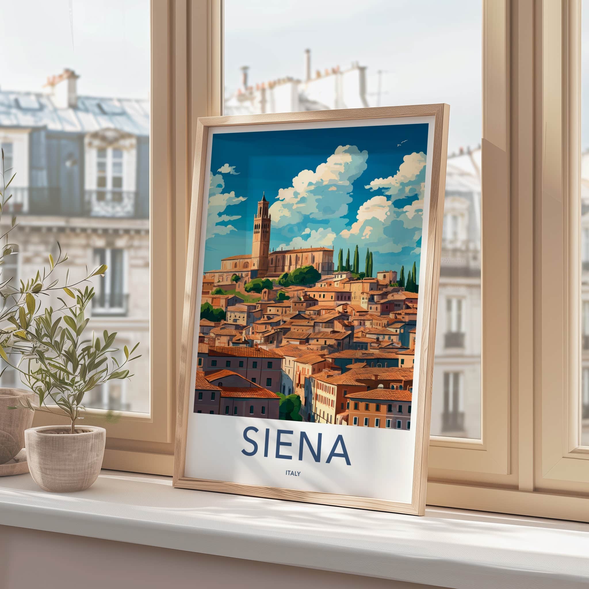Siena Poster - Italy Framed Print - Vibrant Italian Cityscape Lounge Decor