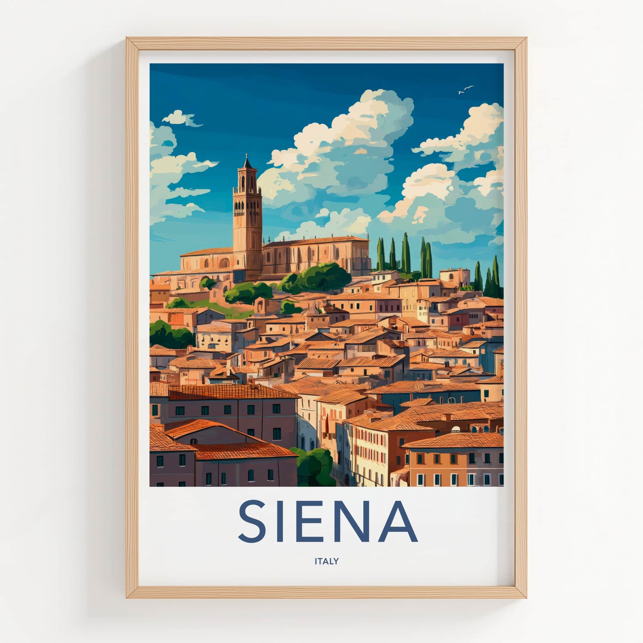 Siena Poster - Italy Framed Print - Vibrant Italian Cityscape Lounge Decor