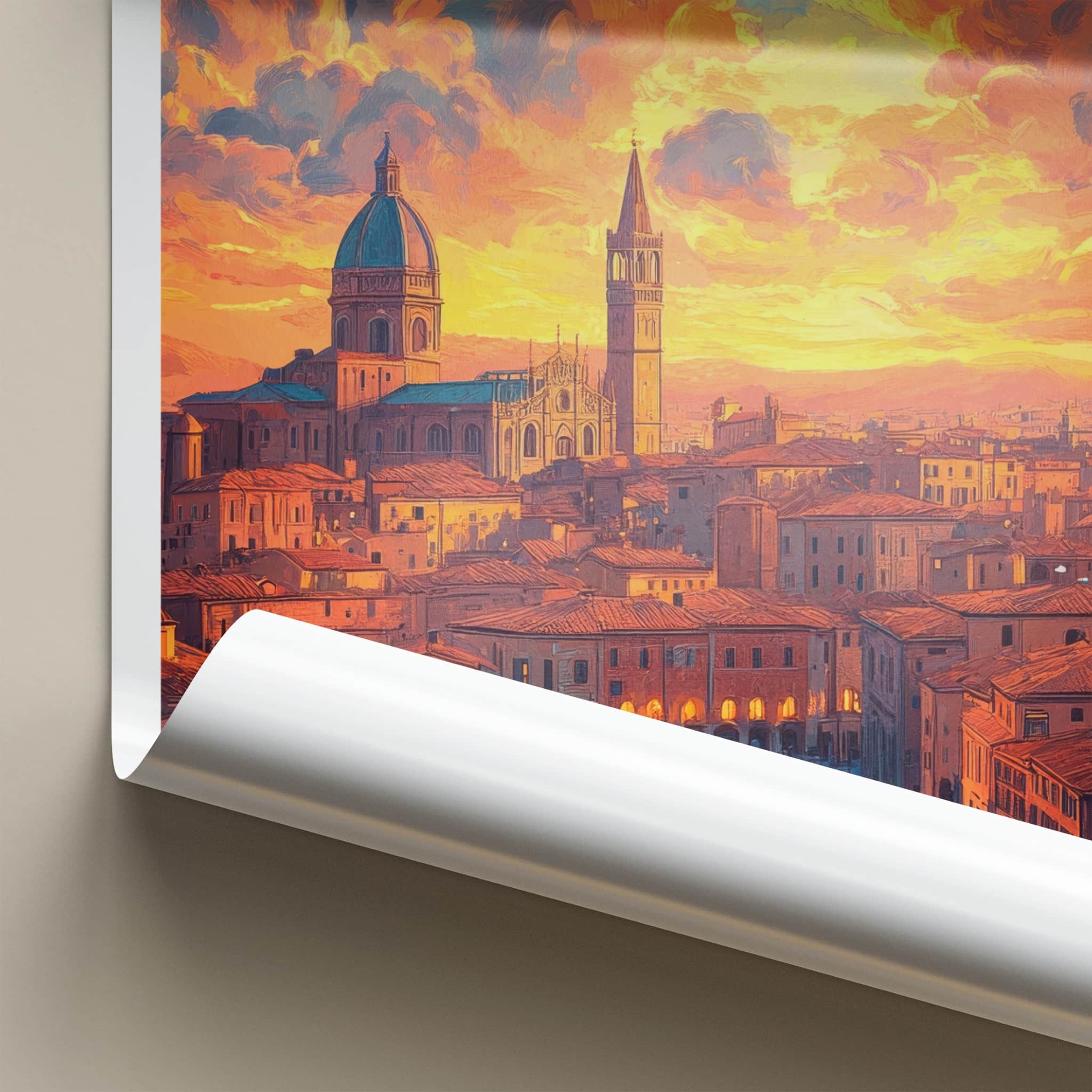 Siena Poster - Italy Travel Art - Historic City Sunset Home Decor