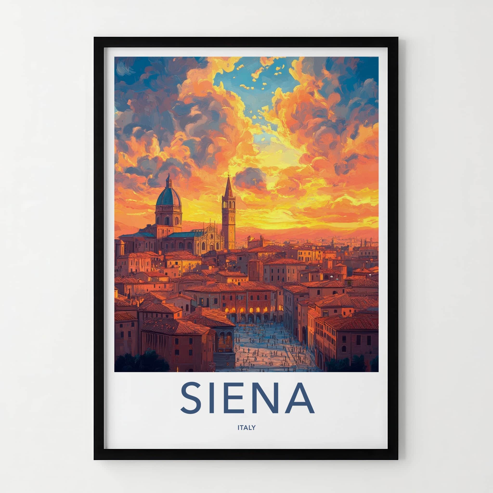 Siena Poster - Italy Travel Art - Historic City Sunset Home Decor