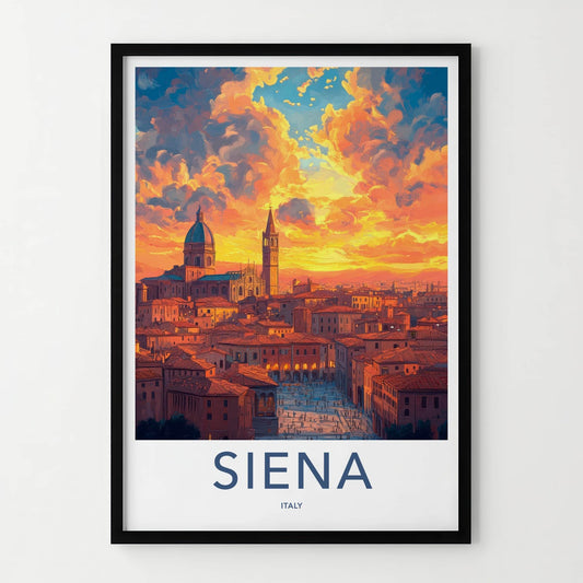 Siena Poster - Italy Travel Art - Historic City Sunset Home Decor