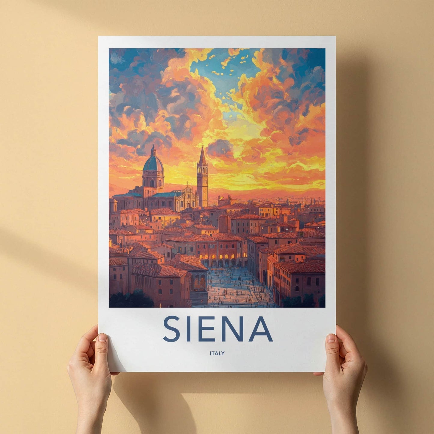 Siena Poster - Italy Travel Art - Historic City Sunset Home Decor