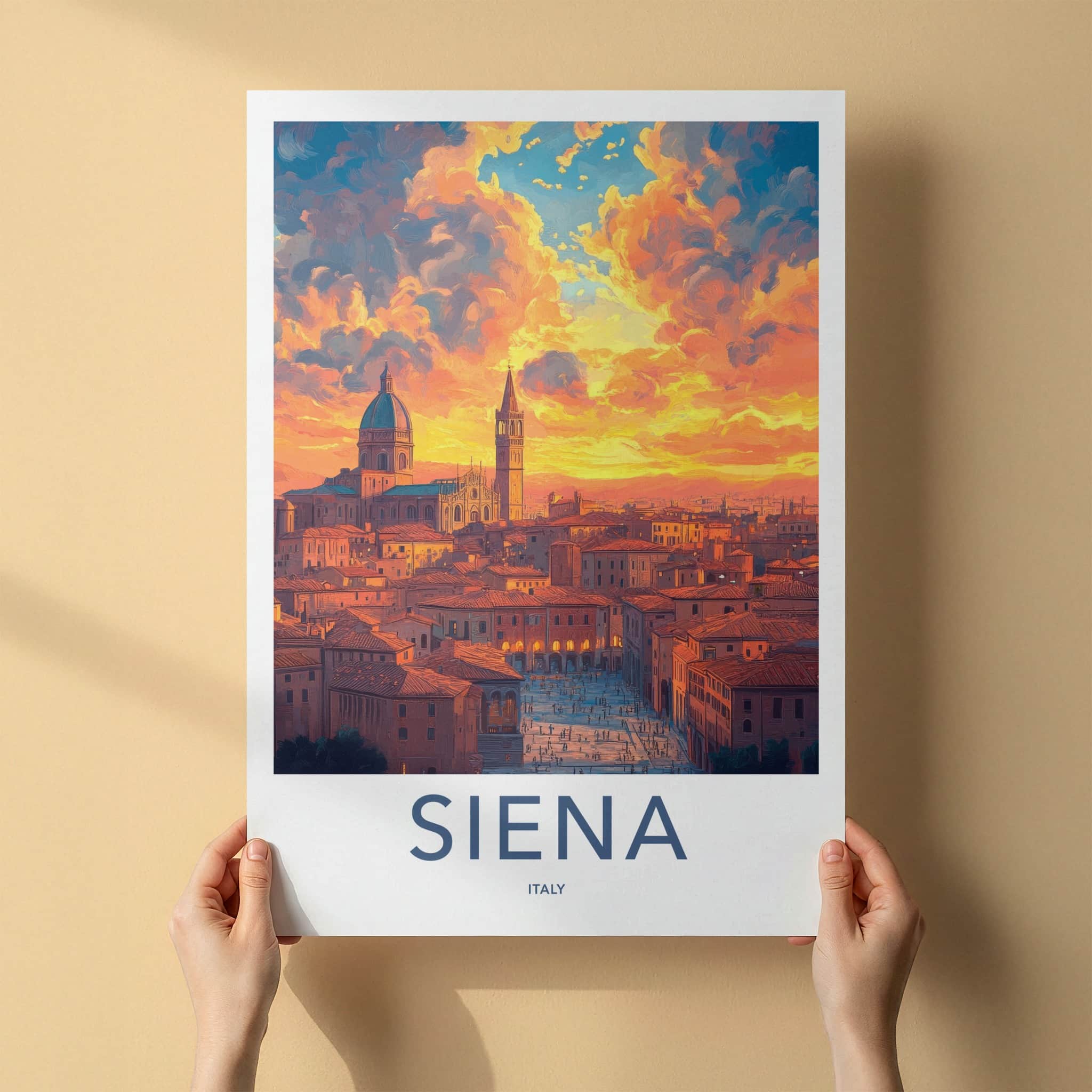 Siena Poster - Italy Travel Art - Historic City Sunset Home Decor