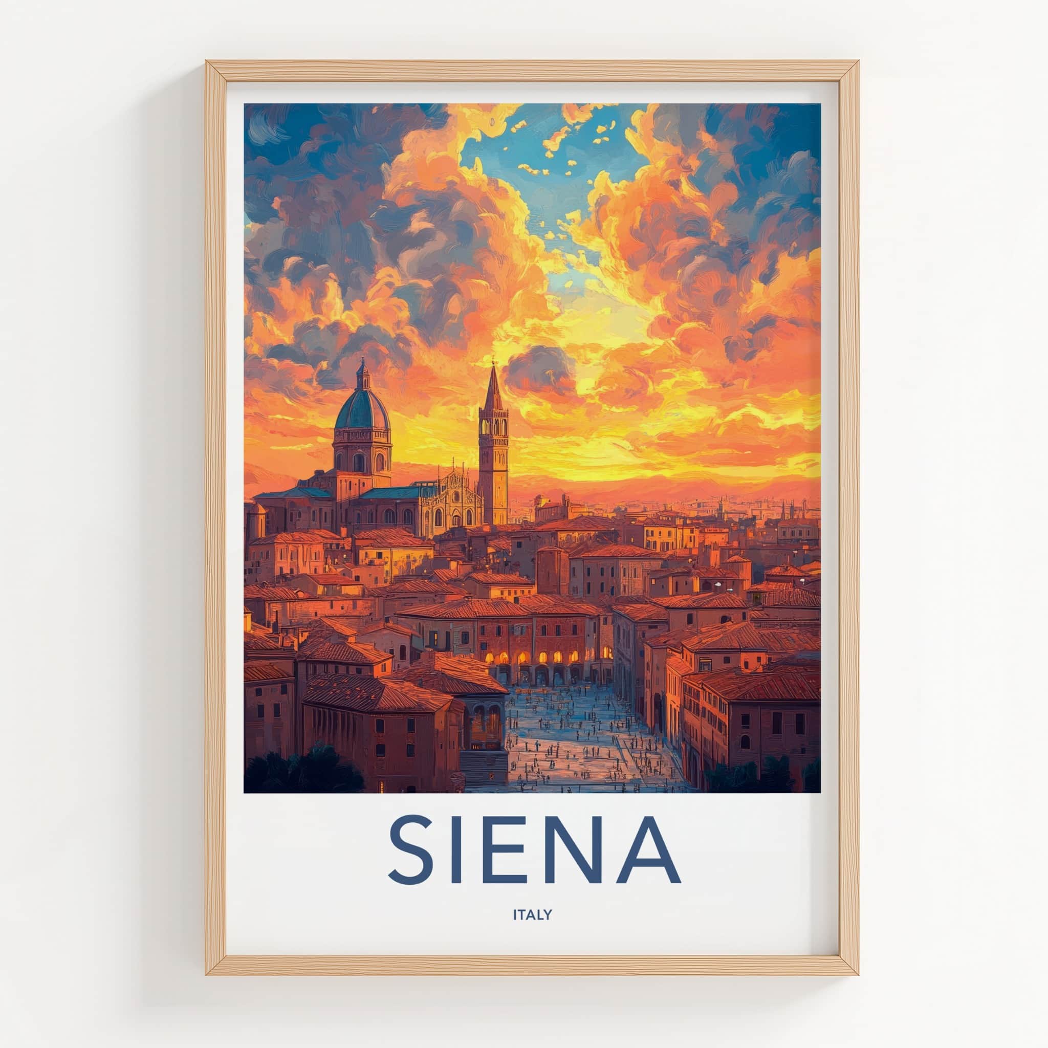 Siena Poster - Italy Travel Art - Historic City Sunset Home Decor