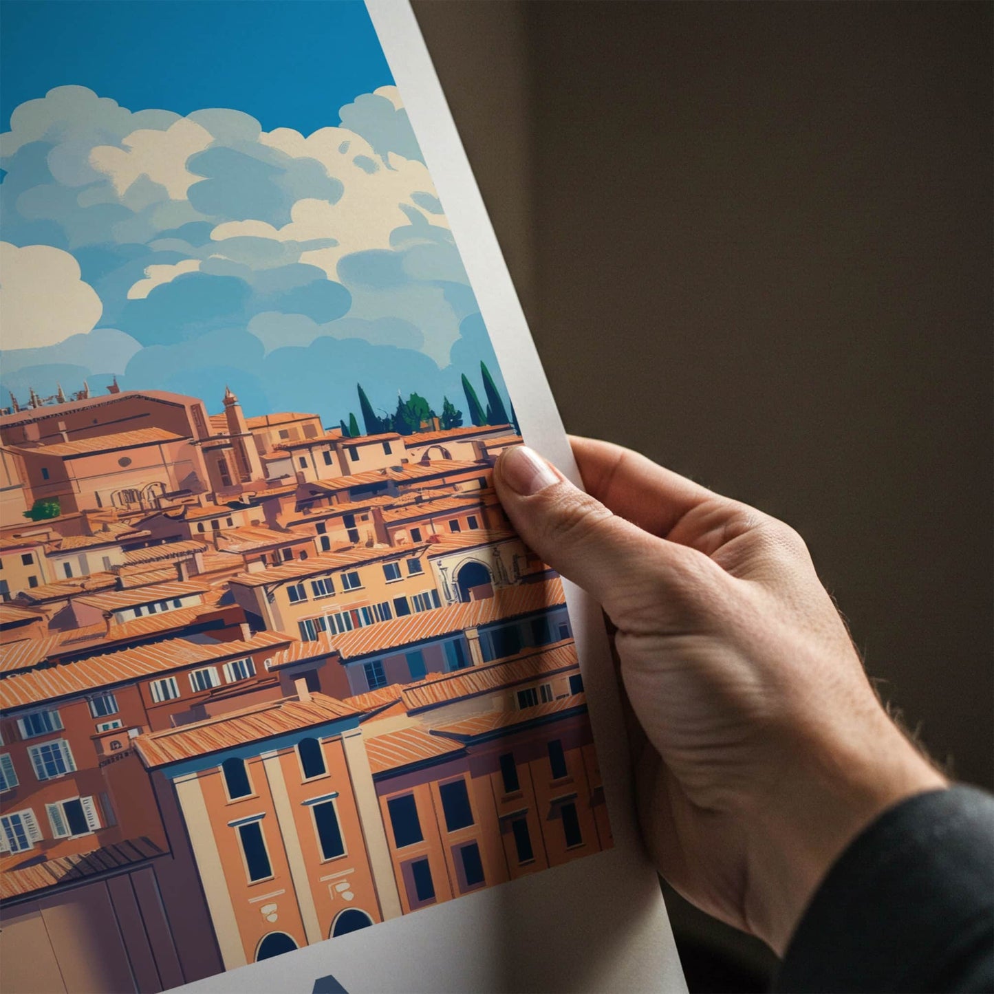 Siena Poster - Italy Travel Art - Historic Cityscape Tower Home Decor
