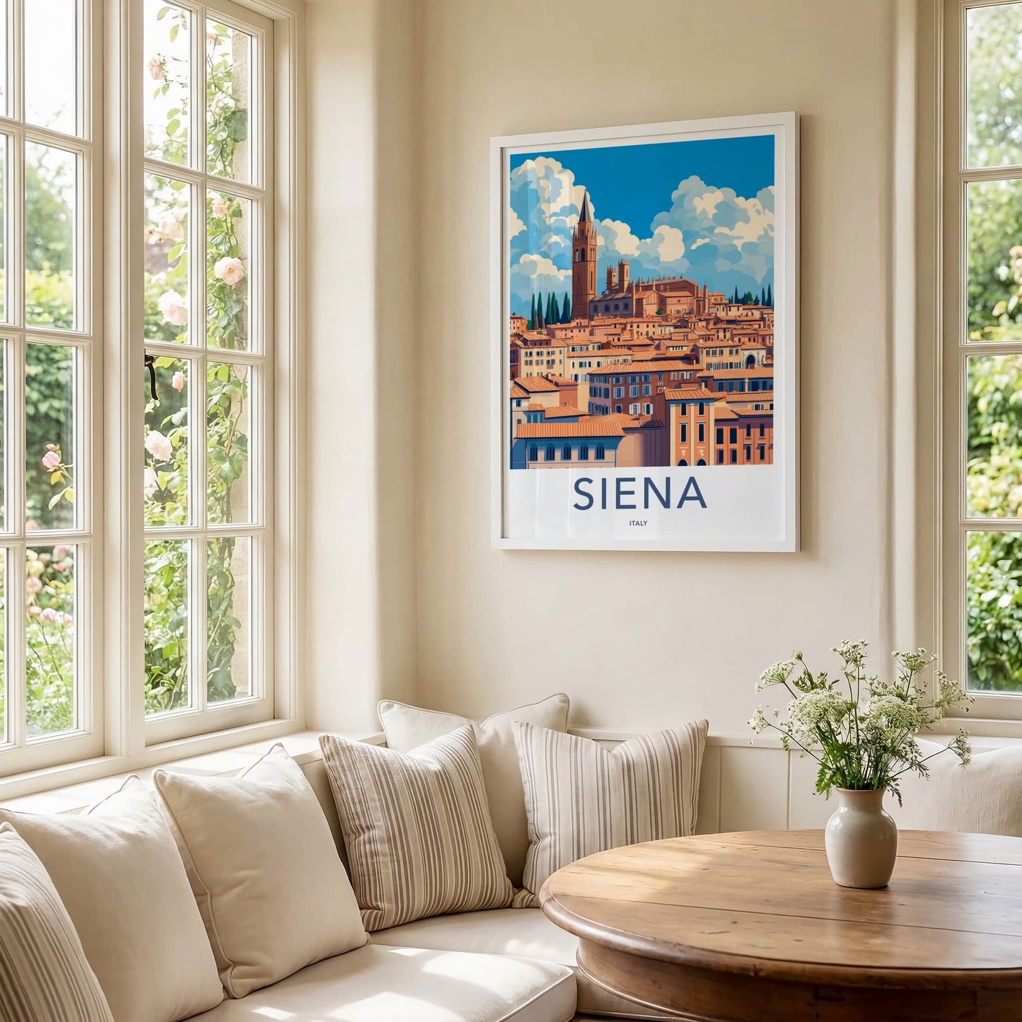 Siena Poster - Italy Travel Art - Historic Cityscape Tower Home Decor