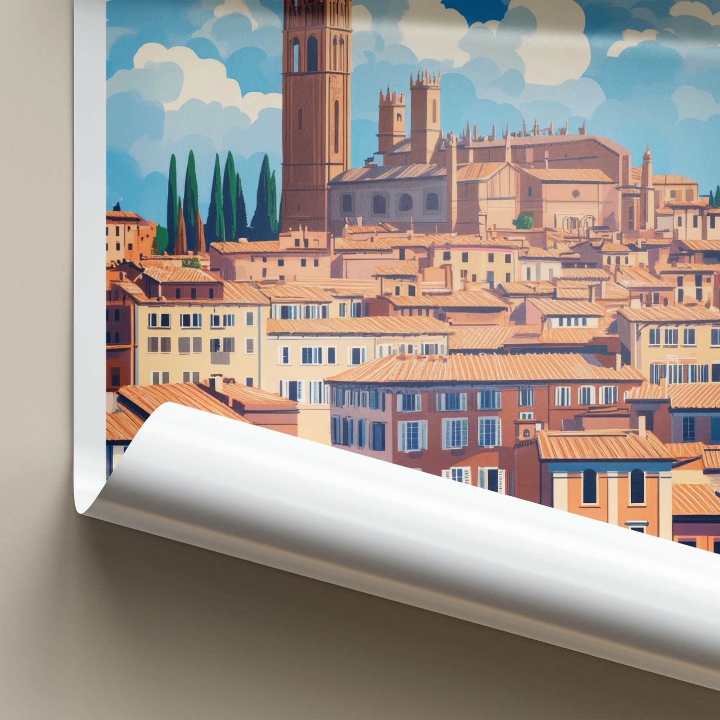 Siena Poster - Italy Travel Art - Historic Cityscape Tower Home Decor