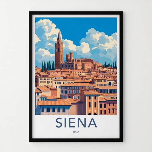 Siena Poster - Italy Travel Art - Historic Cityscape Tower Home Decor