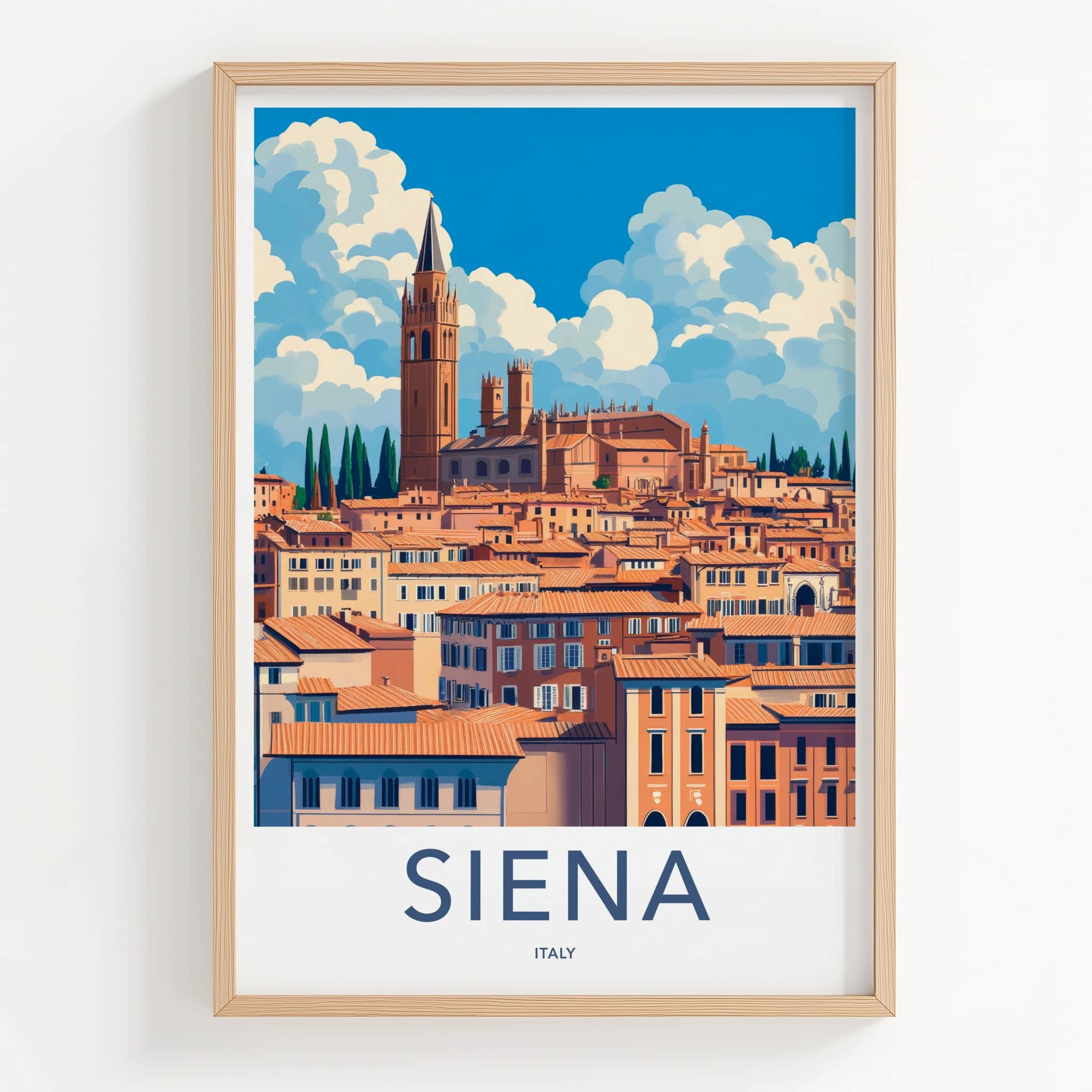Siena Poster - Italy Travel Art - Historic Cityscape Tower Home Decor