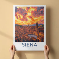 Siena Poster - Italy Travel Art - Historic Rooftops Sunset Home Decor