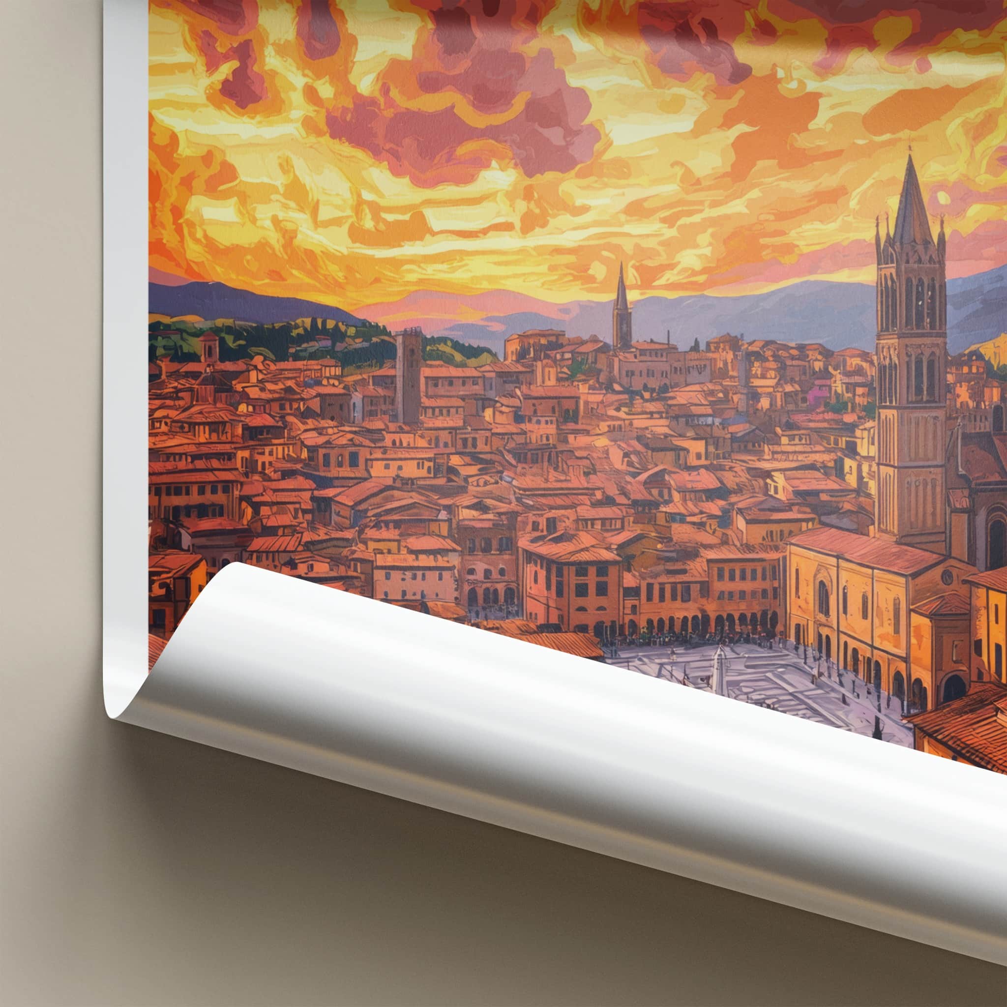 Siena Poster - Italy Travel Art - Historic Rooftops Sunset Home Decor