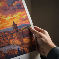 Siena Poster - Italy Travel Art - Historic Rooftops Sunset Home Decor