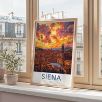 Siena Poster - Italy Travel Art - Historic Rooftops Sunset Home Decor