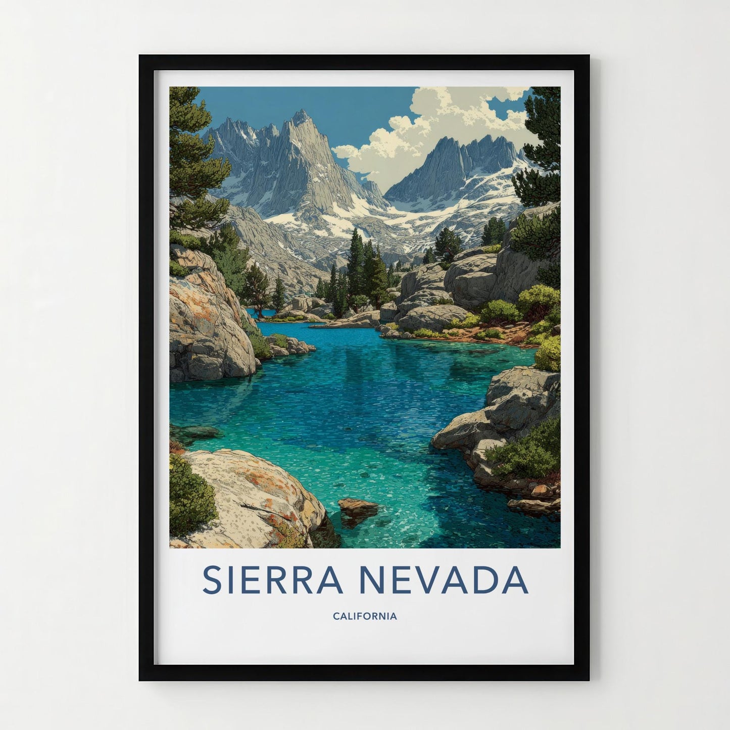 Sierra Nevada Poster - California Travel Art - Turquoise Lake Peaks Wall Decor