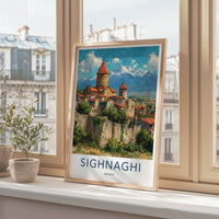 Sighnaghi Poster - Georgia Ancient Town Snow Mountains Gallery Art