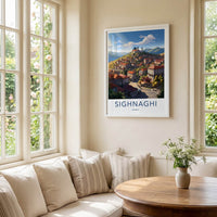 Sighnaghi Poster - Georgia Travel Art - Hilltop Townscape Vista Wall Decor