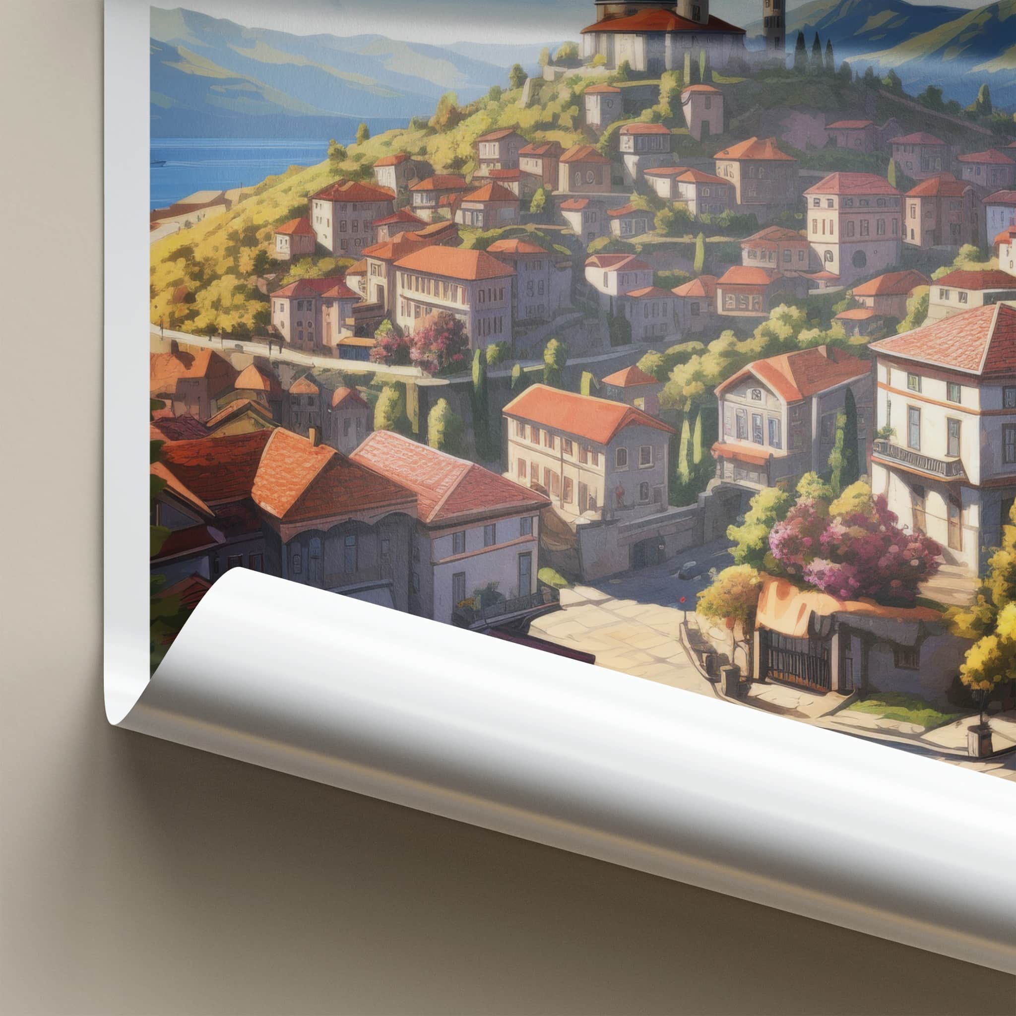 Sighnaghi Poster - Georgia Travel Art - Hilltop Townscape Vista Wall Decor
