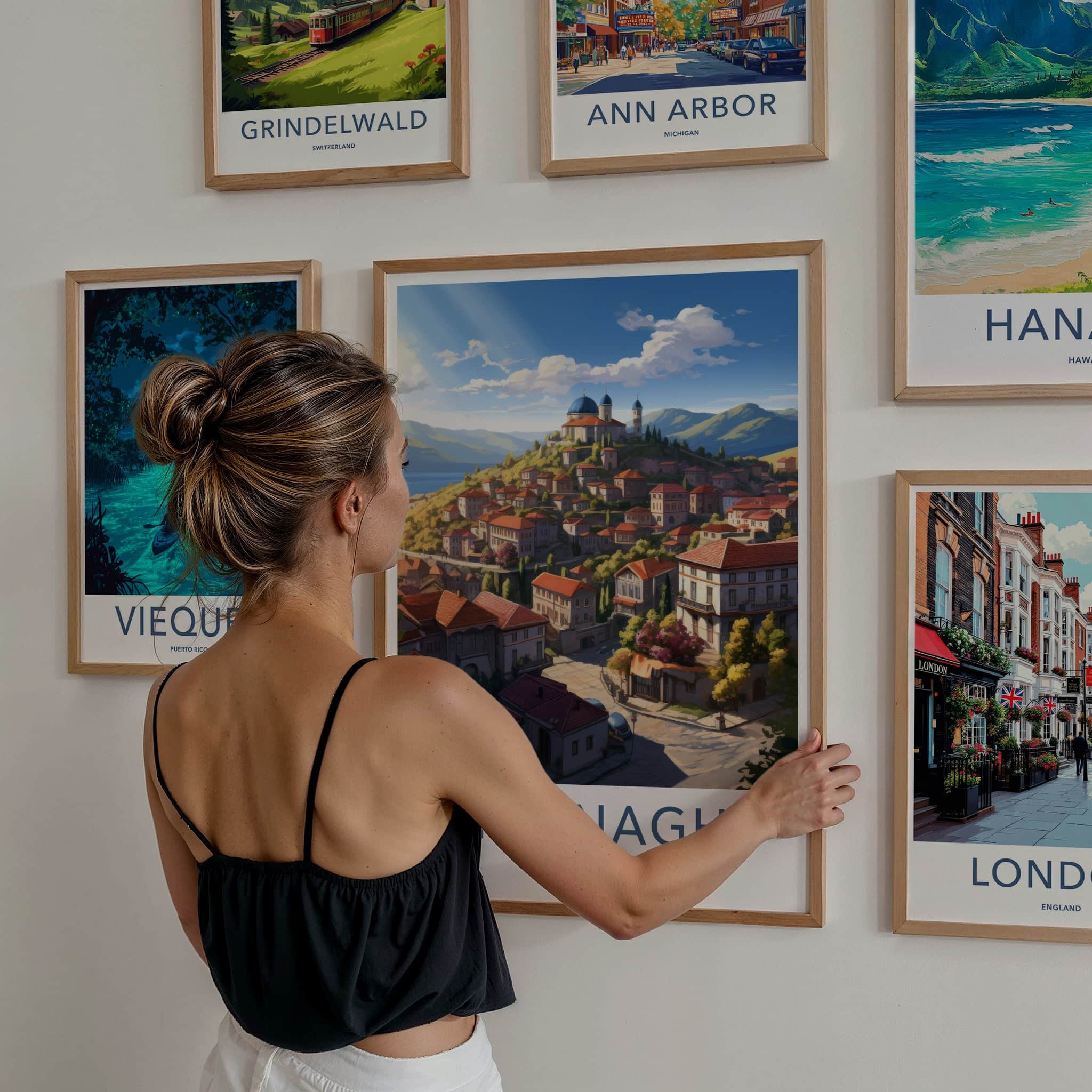 Sighnaghi Poster - Georgia Travel Art - Hilltop Townscape Vista Wall Decor