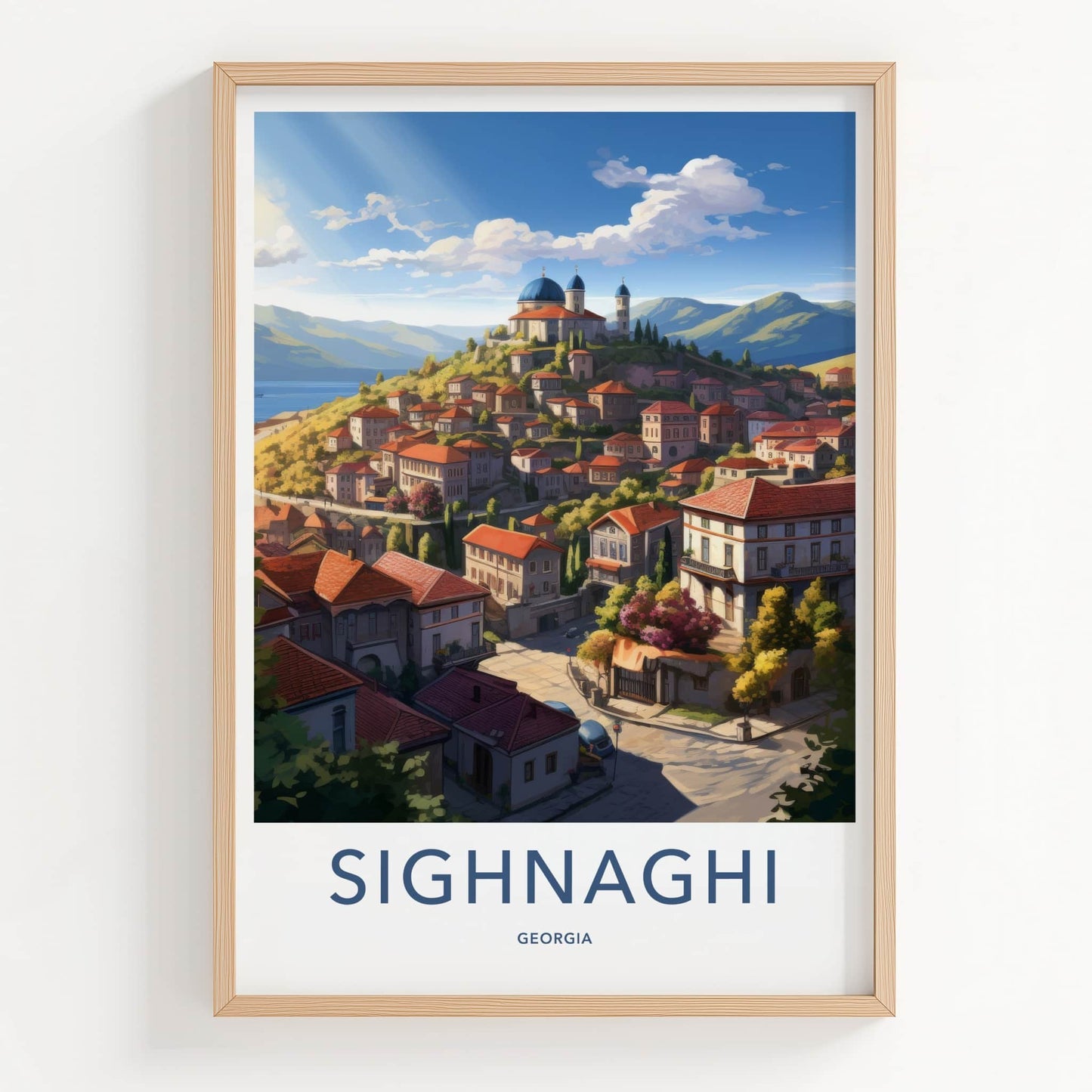 Sighnaghi Poster - Georgia Travel Art - Hilltop Townscape Vista Wall Decor