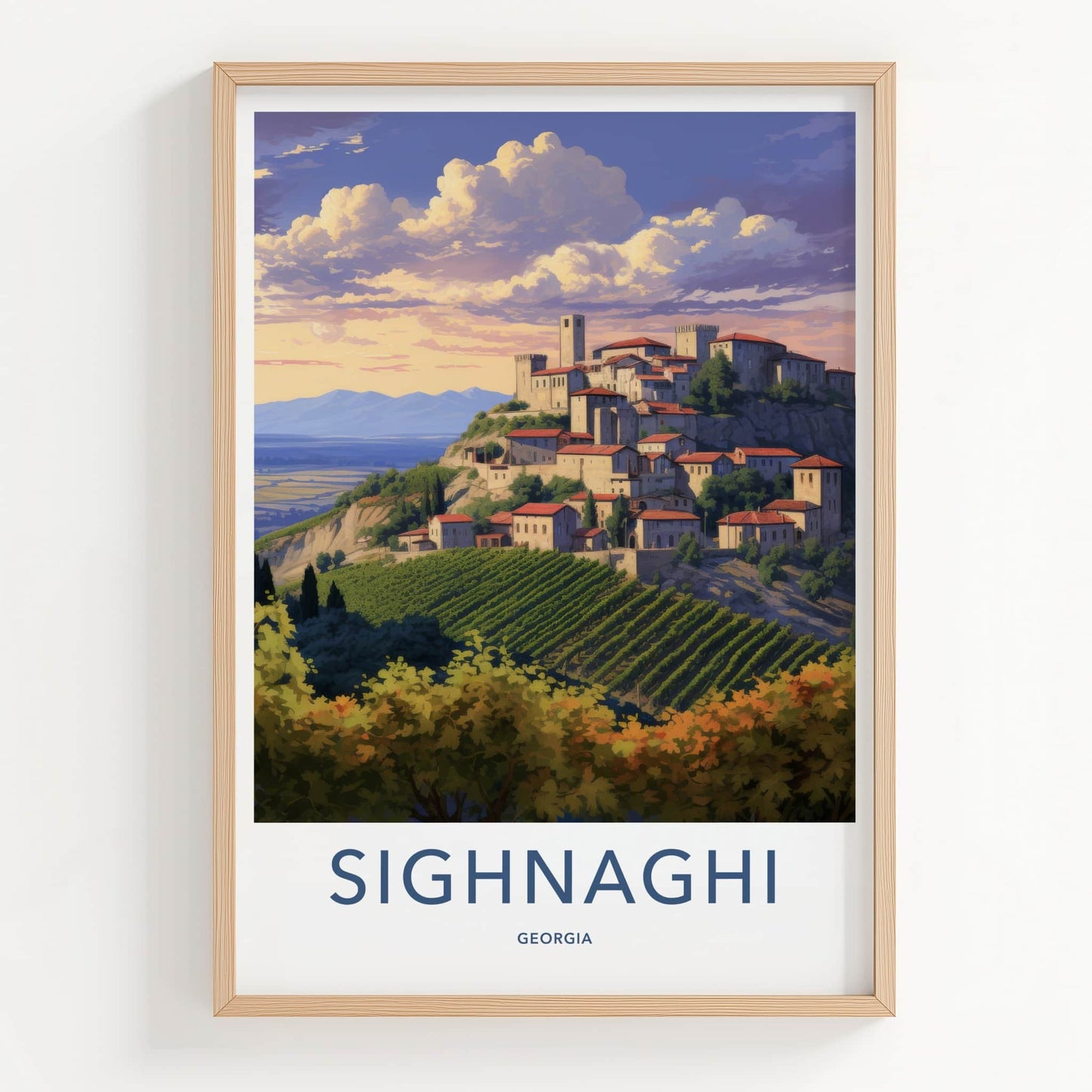 Sighnaghi Poster - Georgia Travel Art - Hilltop Village Vineyards Home Decor