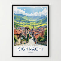 Sighnaghi Poster - Georgia Travel Art - Historic Hillside Town Home Decor