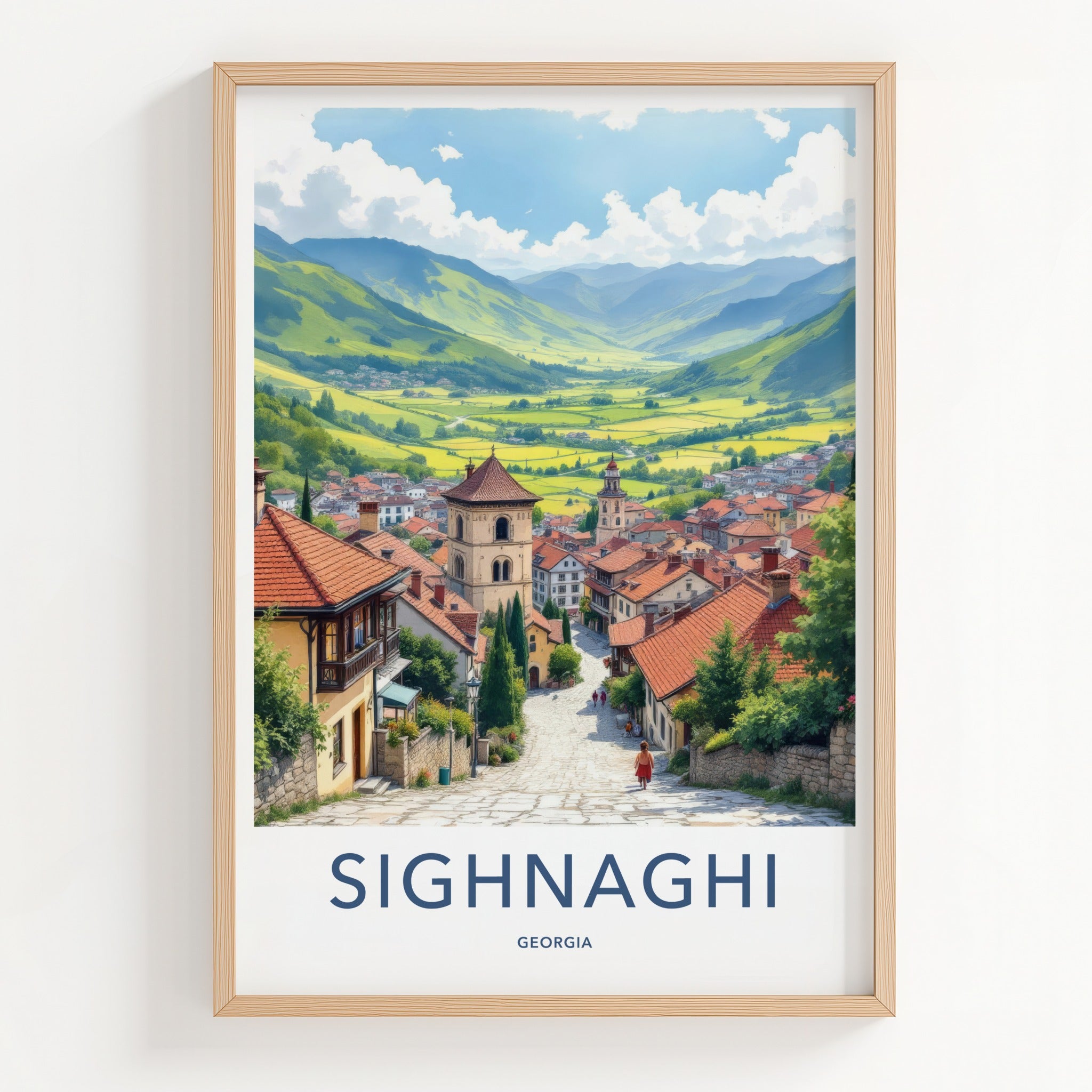 Sighnaghi Poster - Georgia Travel Art - Historic Hillside Town Home Decor