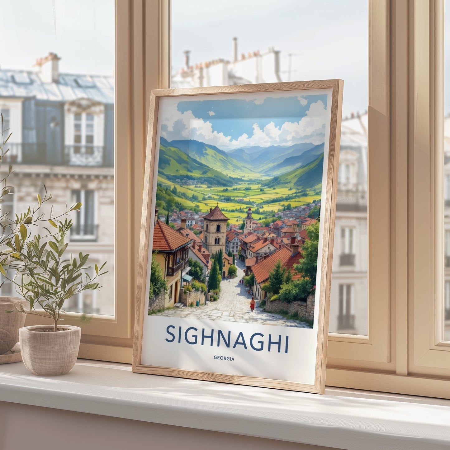 Sighnaghi Poster - Georgia Travel Art - Historic Hillside Town Home Decor