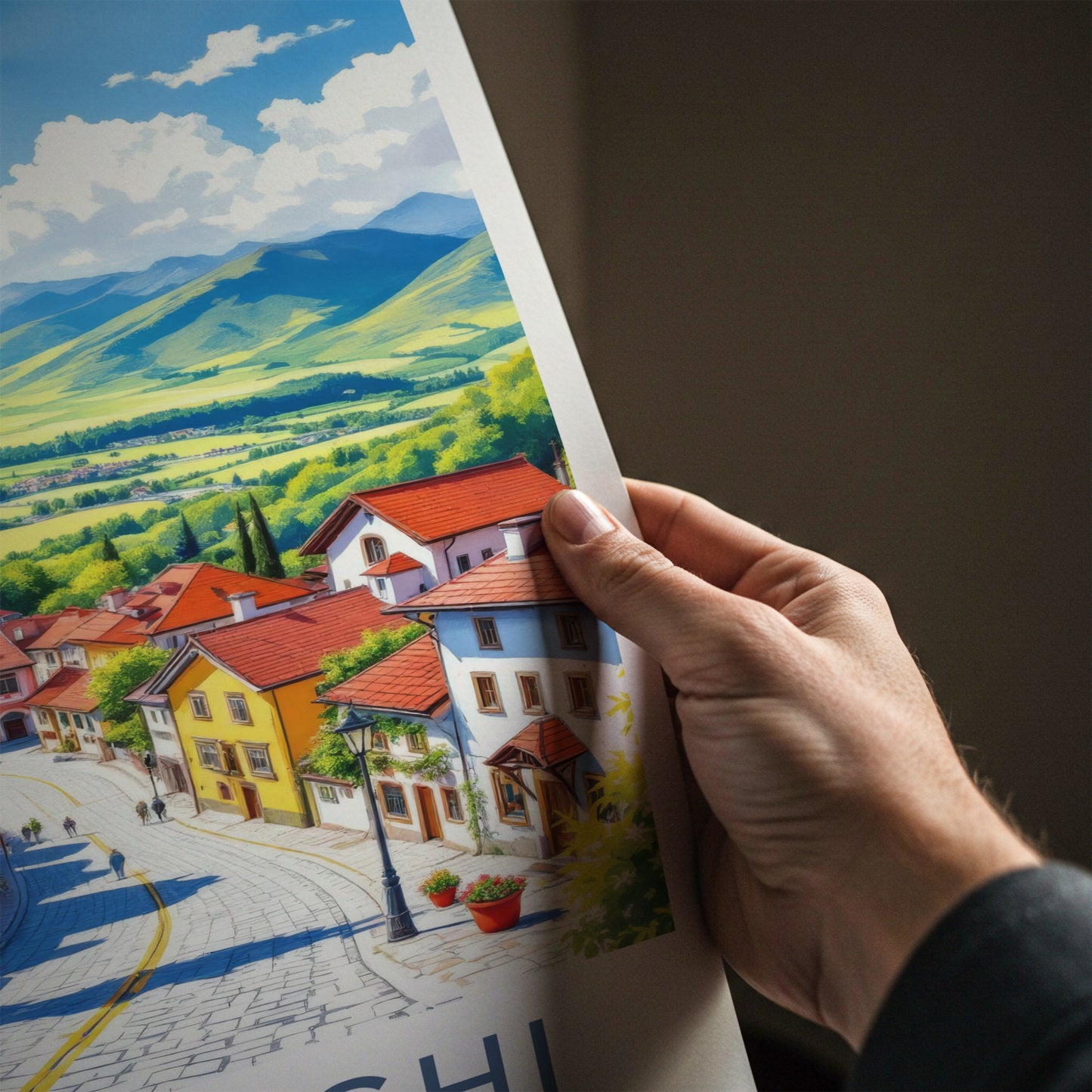 Sighnaghi Poster - Georgia Travel Art - Mountain Townscape View Home Decor