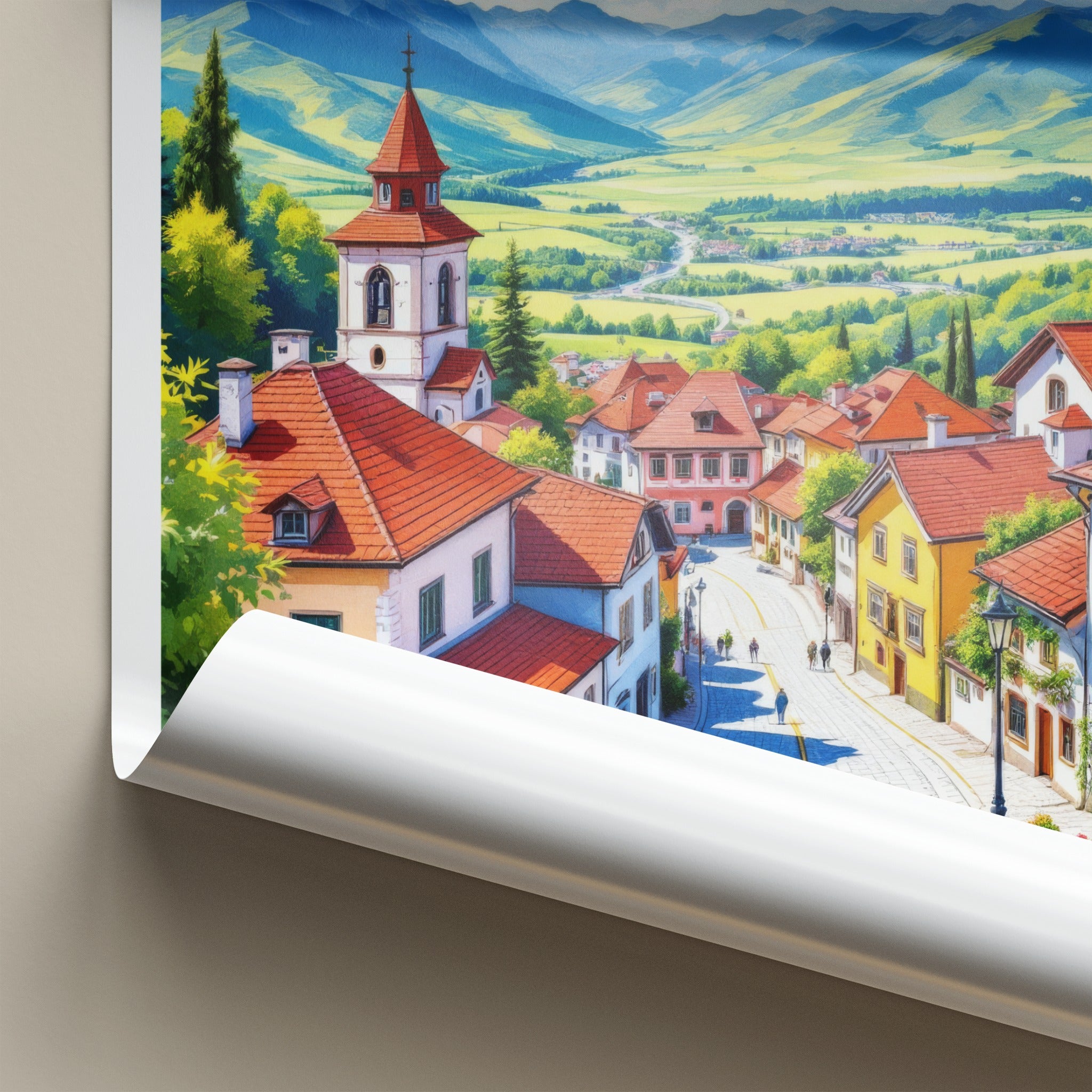 Sighnaghi Poster - Georgia Travel Art - Mountain Townscape View Home Decor