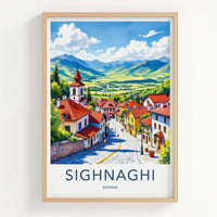 Sighnaghi Poster - Georgia Travel Art - Mountain Townscape View Home Decor