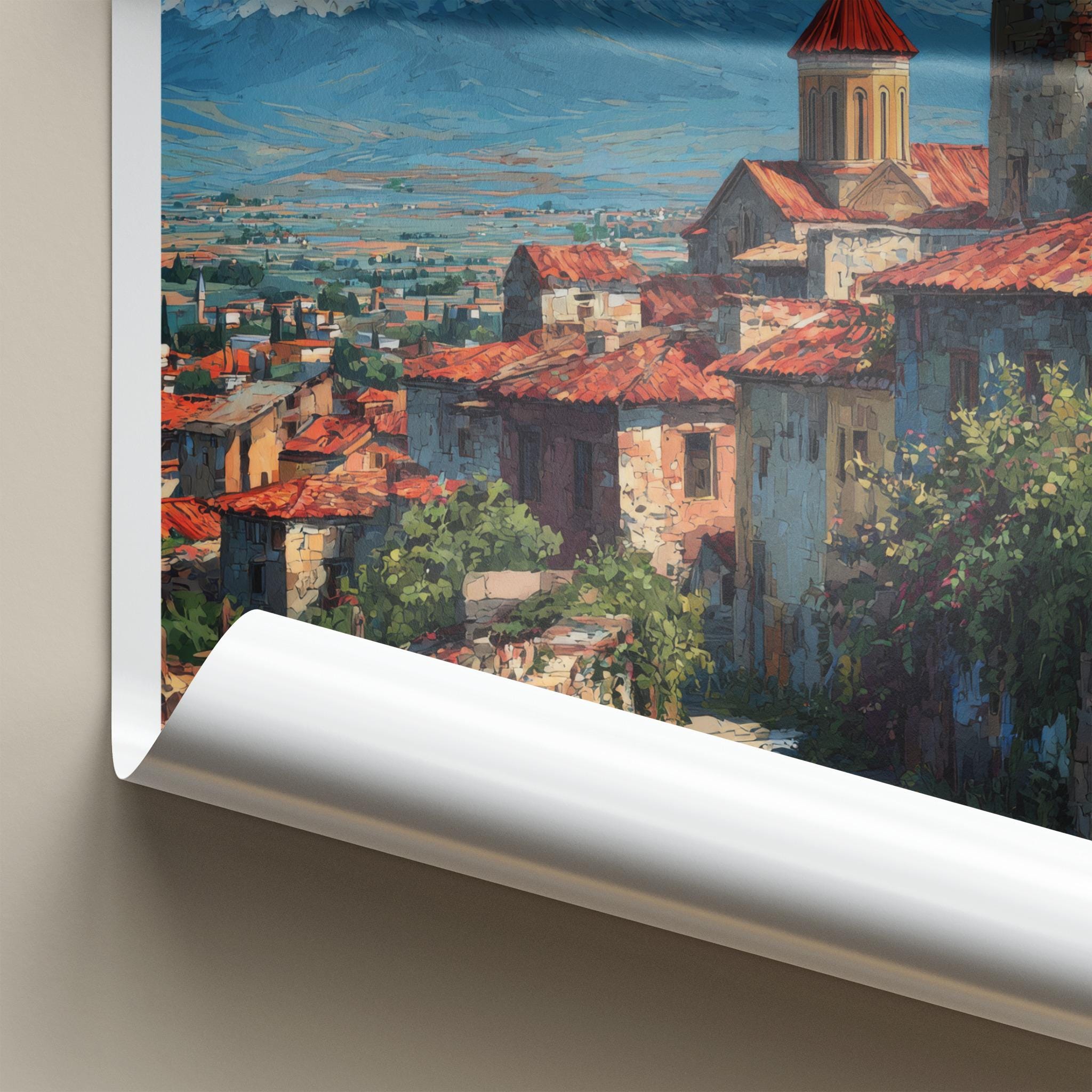 Sighnaghi Poster - Georgia Travel Art - Mountain View Village Wall Decor