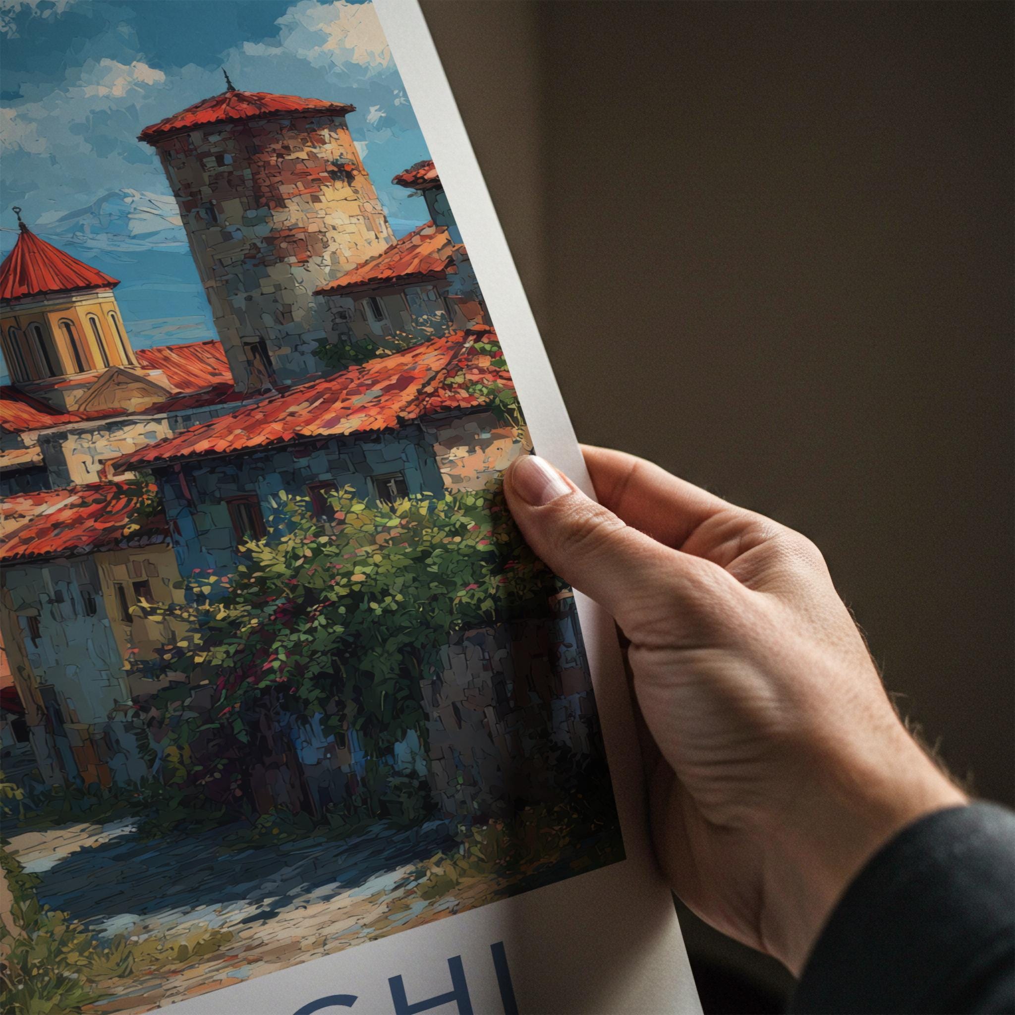 Sighnaghi Poster - Georgia Travel Art - Mountain View Village Wall Decor