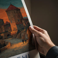 Sighnaghi Poster - Georgia Travel Art - Orange Sky Fortress Home Decor