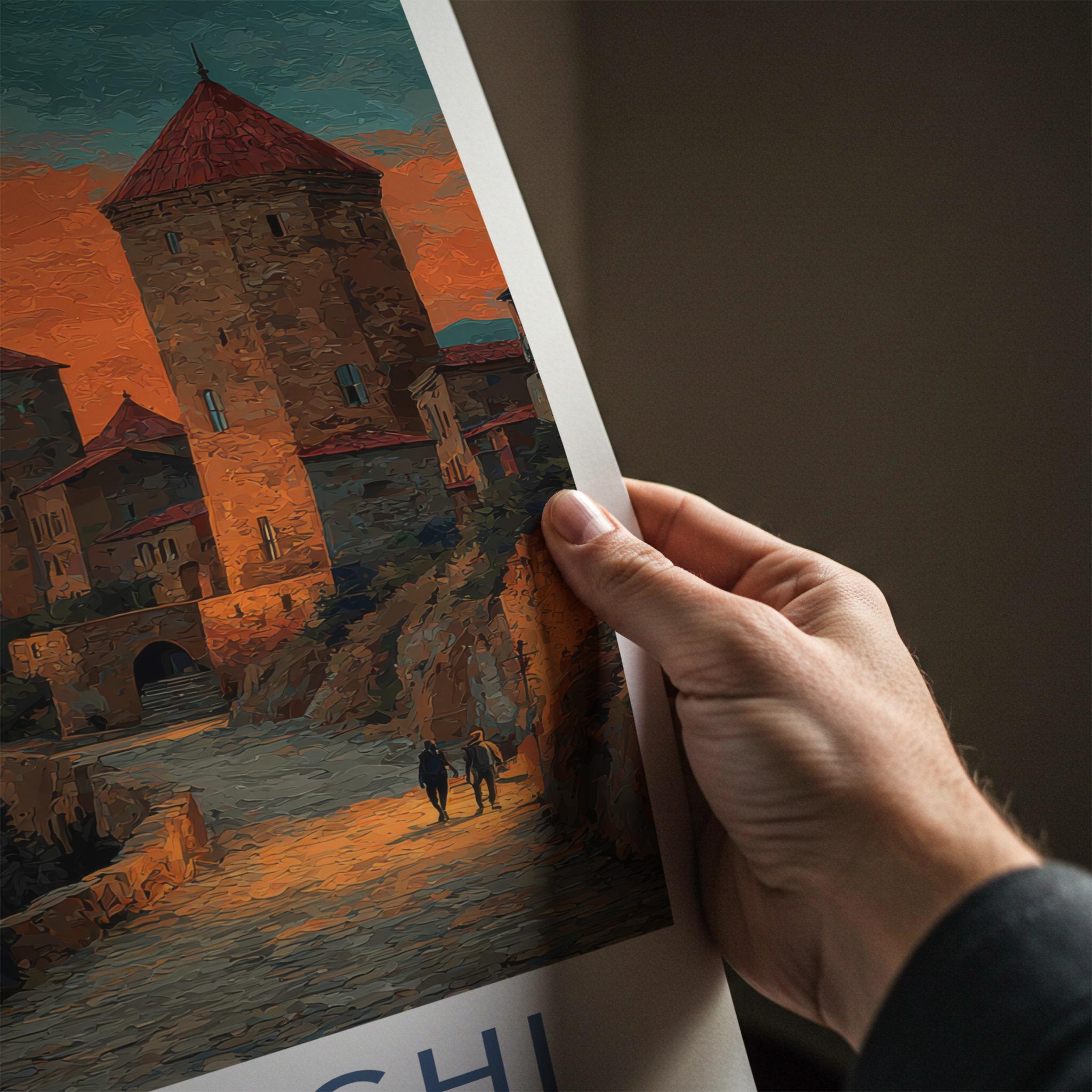 Sighnaghi Poster - Georgia Travel Art - Orange Sky Fortress Home Decor