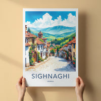 Sighnaghi Poster - Georgia Travel Art - Quaint Hillside Town Home Decor