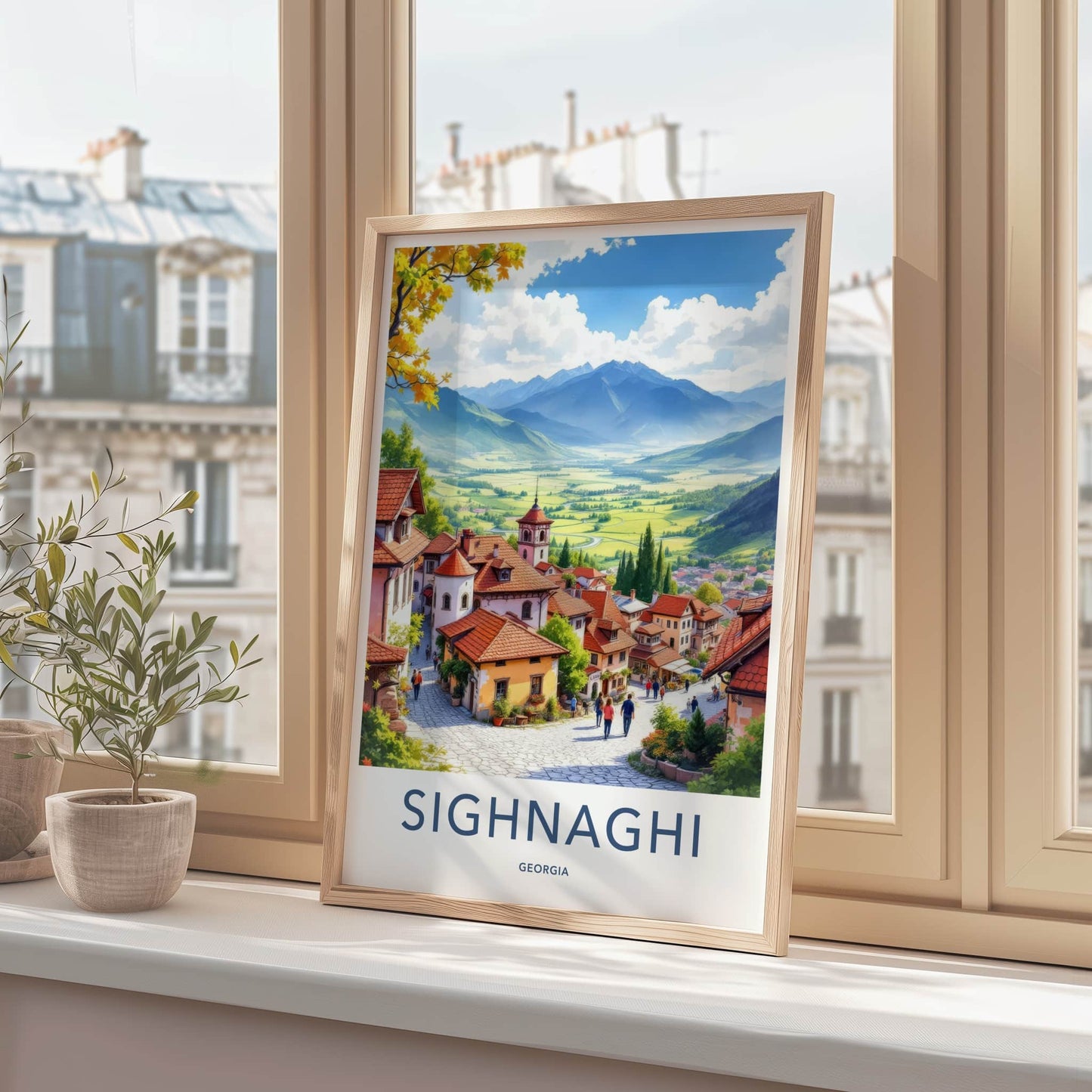 Sighnaghi Poster - Georgia Travel Art - Red Roofs Valley Home Decor