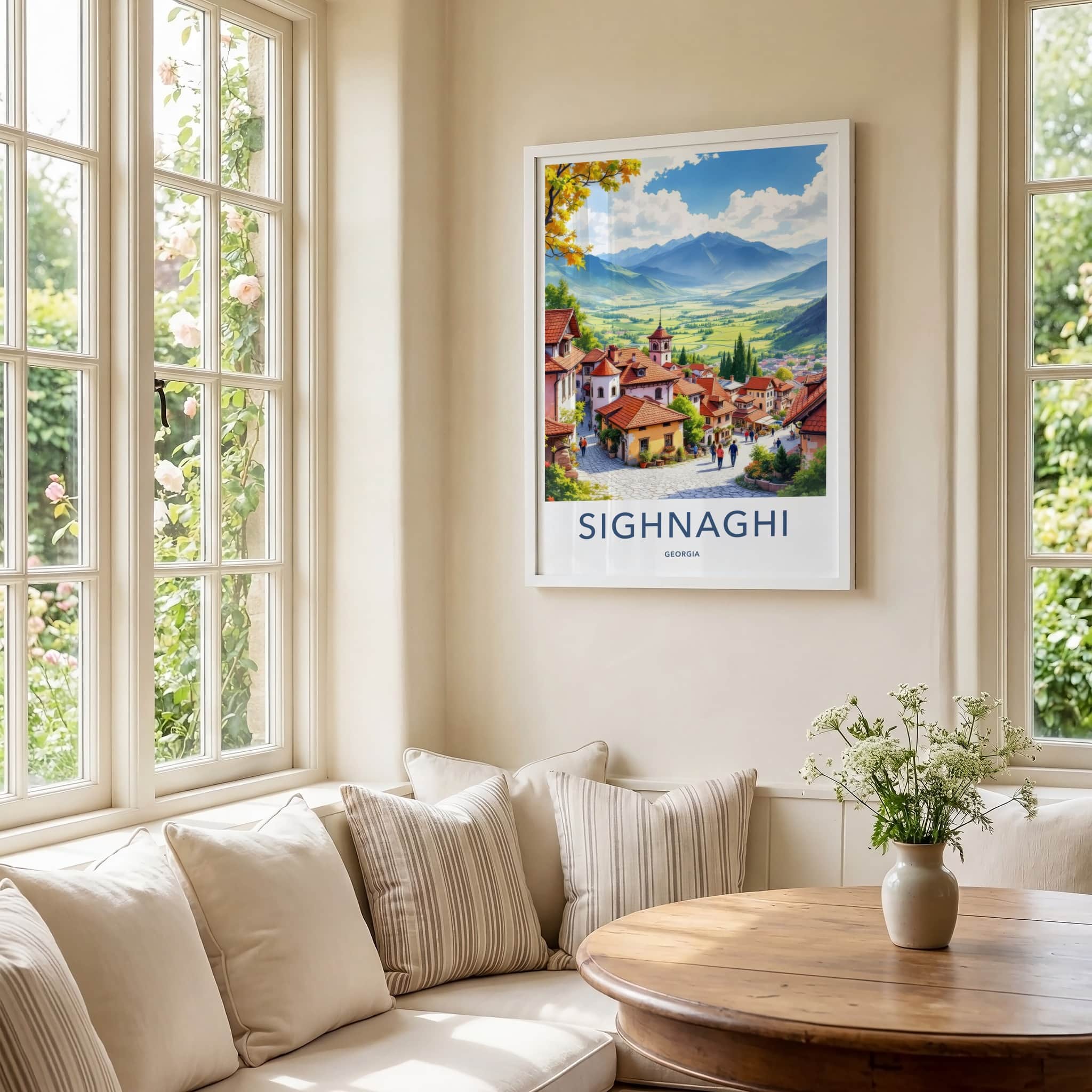 Sighnaghi Poster - Georgia Travel Art - Red Roofs Valley Home Decor