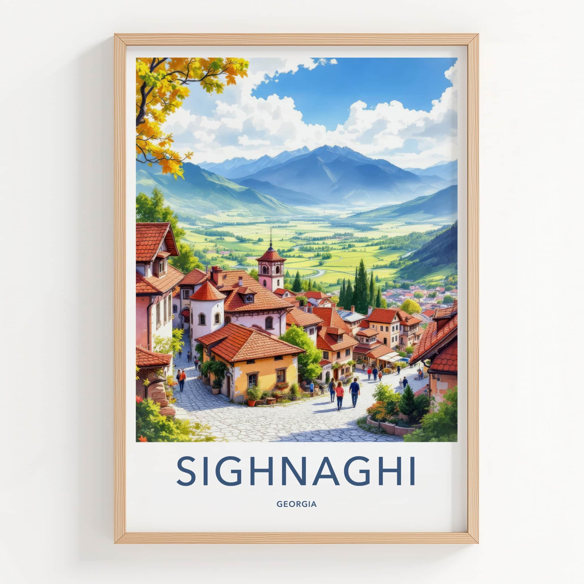 Sighnaghi Poster - Georgia Travel Art - Red Roofs Valley Home Decor