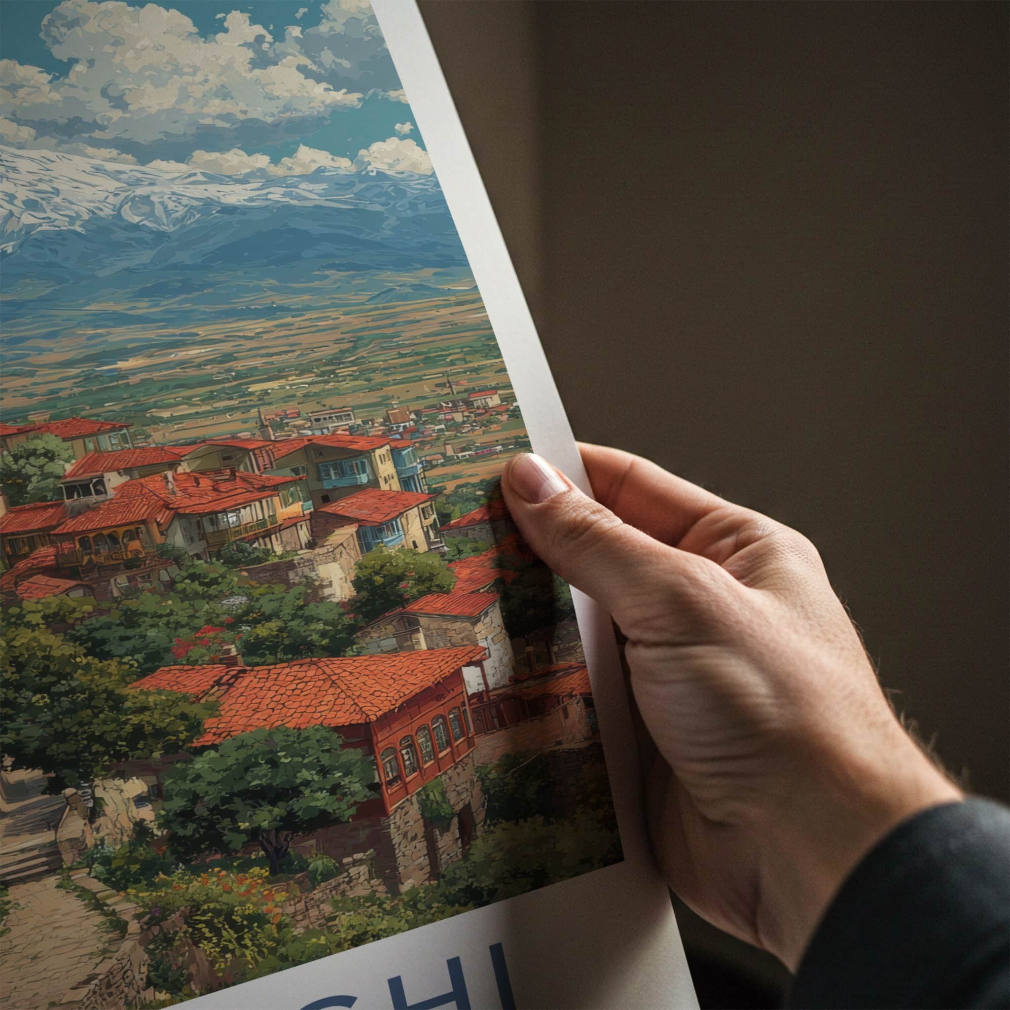 Sighnaghi Poster - Georgia Travel Art - Tiled Roofs Town Wall Decor