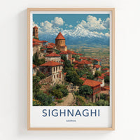 Sighnaghi Poster - Georgia Travel Art - Tiled Roofs Town Wall Decor