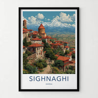Sighnaghi Poster - Georgia Travel Art - Tiled Roofs Town Wall Decor