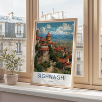 Sighnaghi Poster - Georgia Travel Art - Tiled Roofs Town Wall Decor