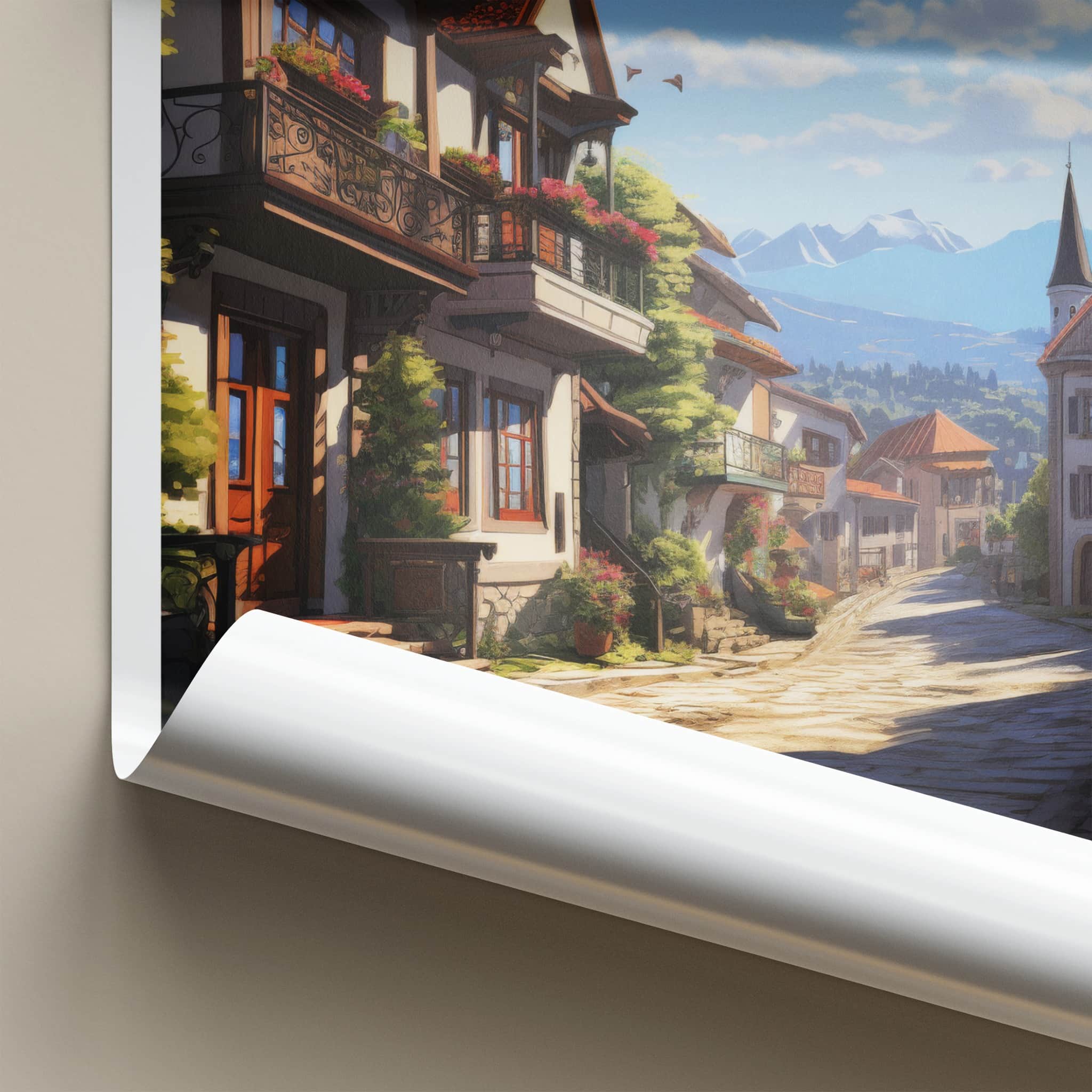 Sighnaghi Poster - Georgia Travel Art - Village Street Mountain Home Decor