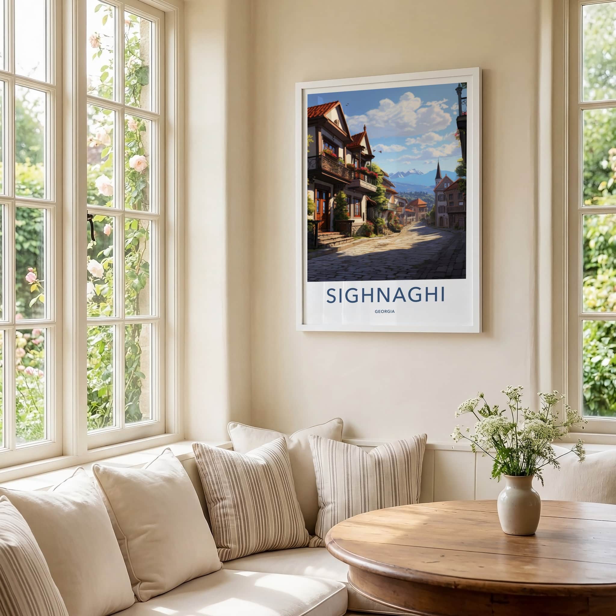 Sighnaghi Poster - Georgia Travel Art - Village Street Mountain Home Decor