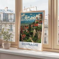 Sighnaghi Poster - Georgia Travel Print - Terracotta Roofs Church Gallery Art